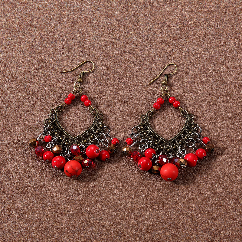 Wholesale Bohemian Tassel Turquoise Vintage Earrings